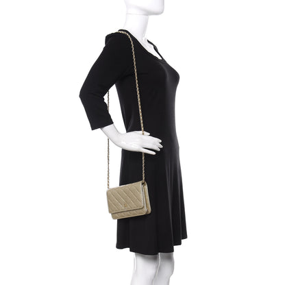 Chanel Metallic Caviar Quilted Wallet on Chain WOC Gold 2 of 12