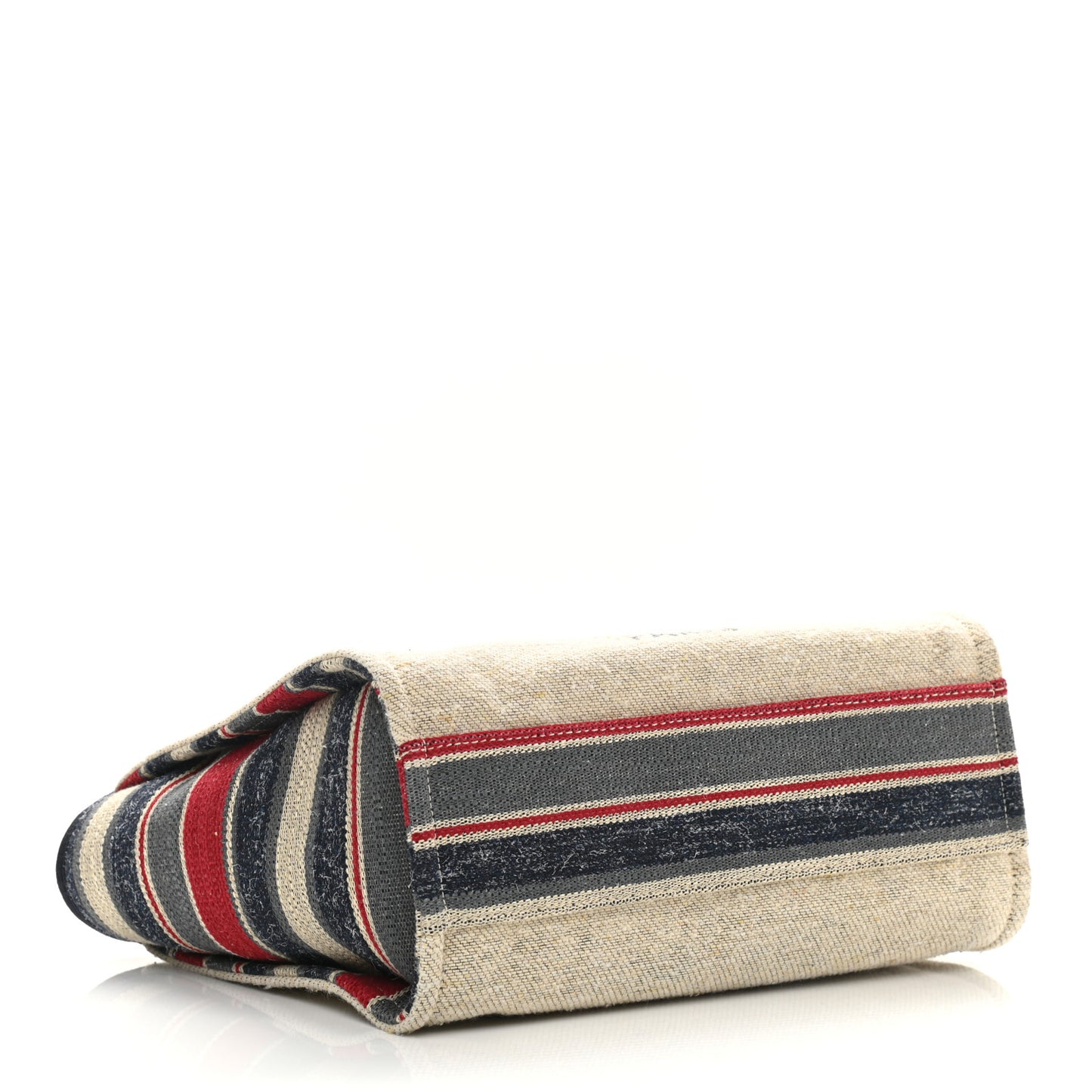 Striped Canvas Small Deauville Tote Beige
