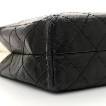 Chanel Lambskin Quilted Bi-Color Drawstring Shoulder Bag Black White 9 of 19