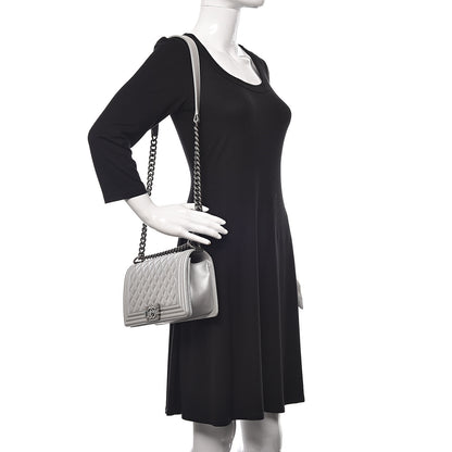 Chanel Metallic Calfskin Quilted Medium Boy Flap Silver 2 of 12