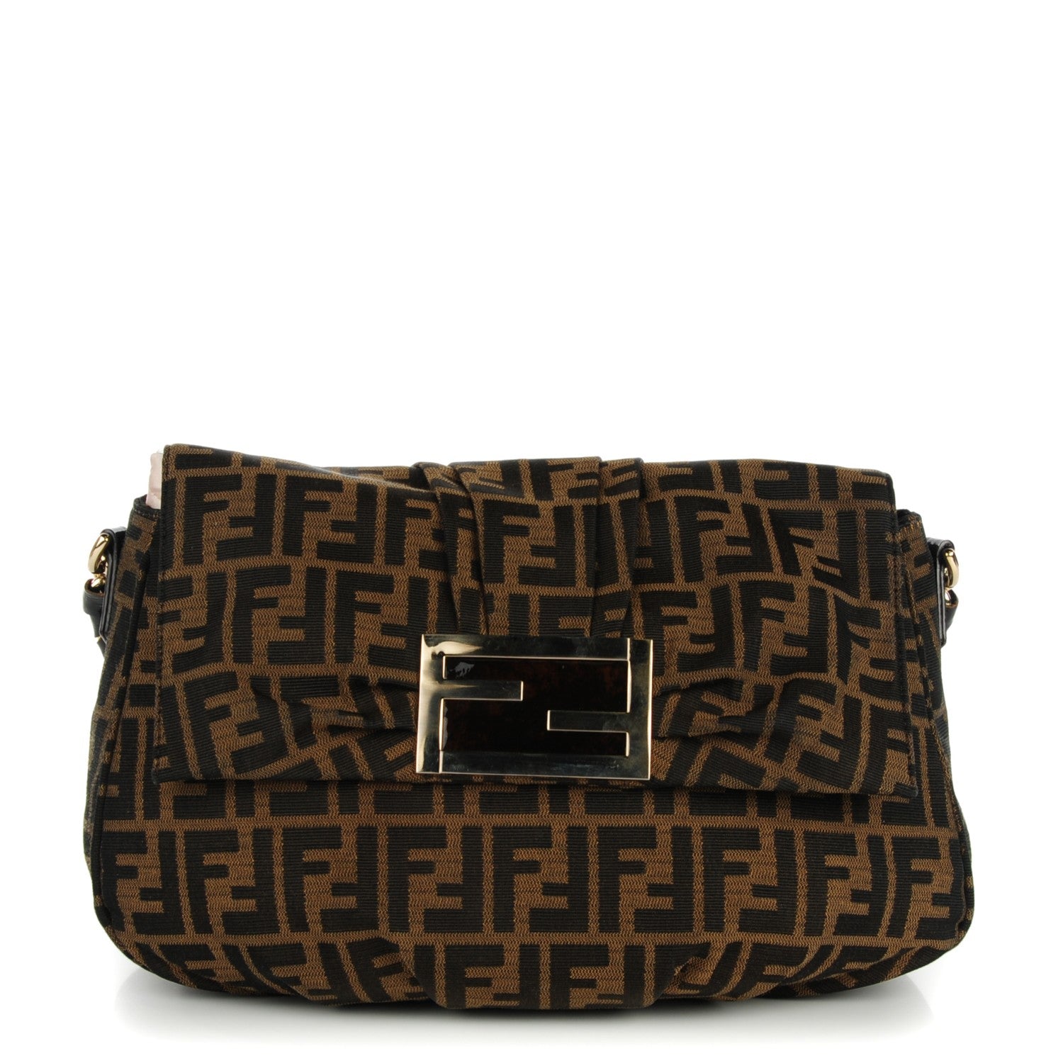 Fendi Zucca Patent Mia Shoulder Flap Tobacco 1 of 8