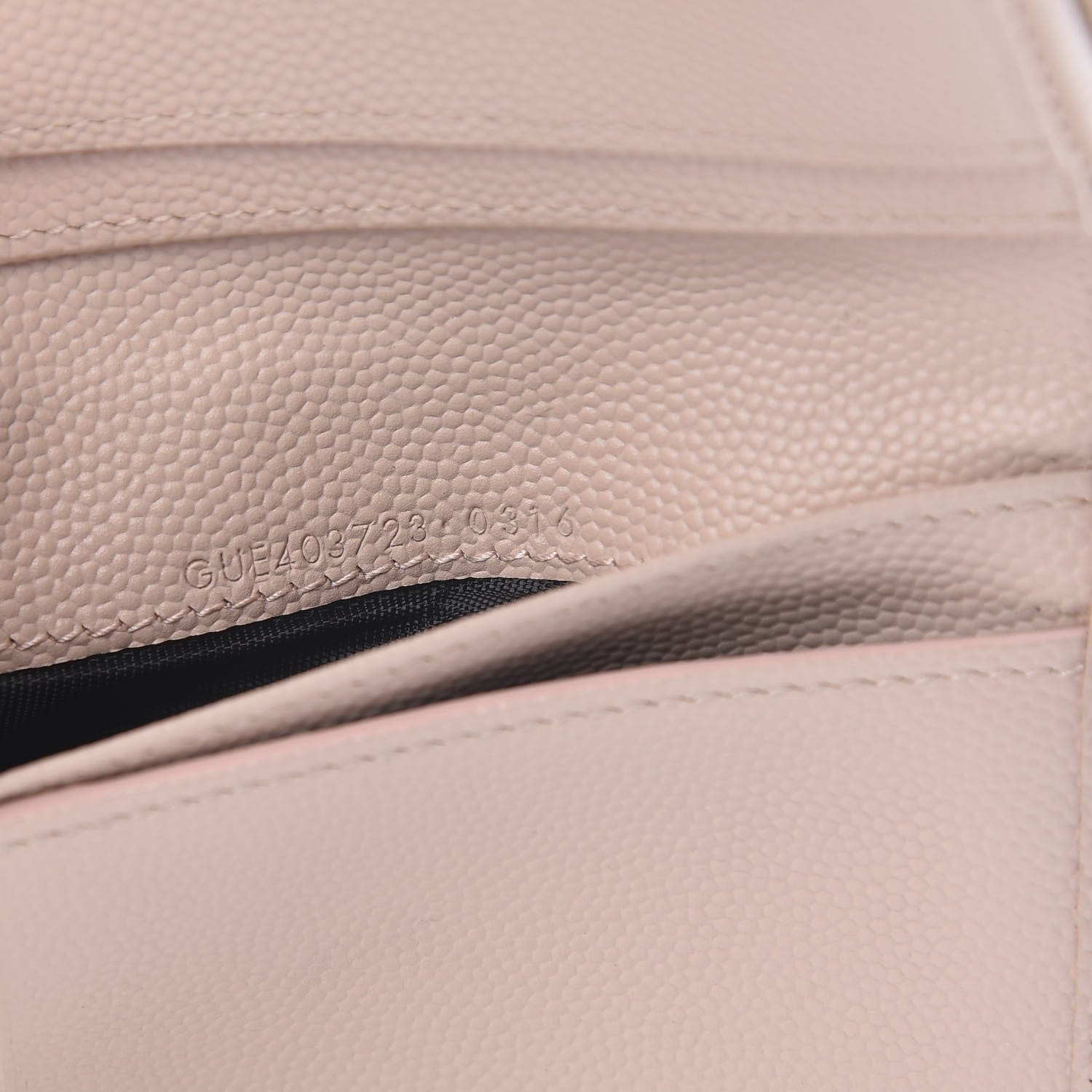 Saint Laurent Grain De Poudre Matelasse Chevron Monogram Compact Zip Around Wallet Pink 8 of 11