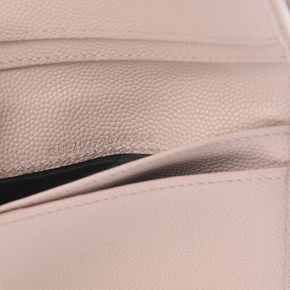 Saint Laurent Grain De Poudre Matelasse Chevron Monogram Compact Zip Around Wallet Pink 8 of 11