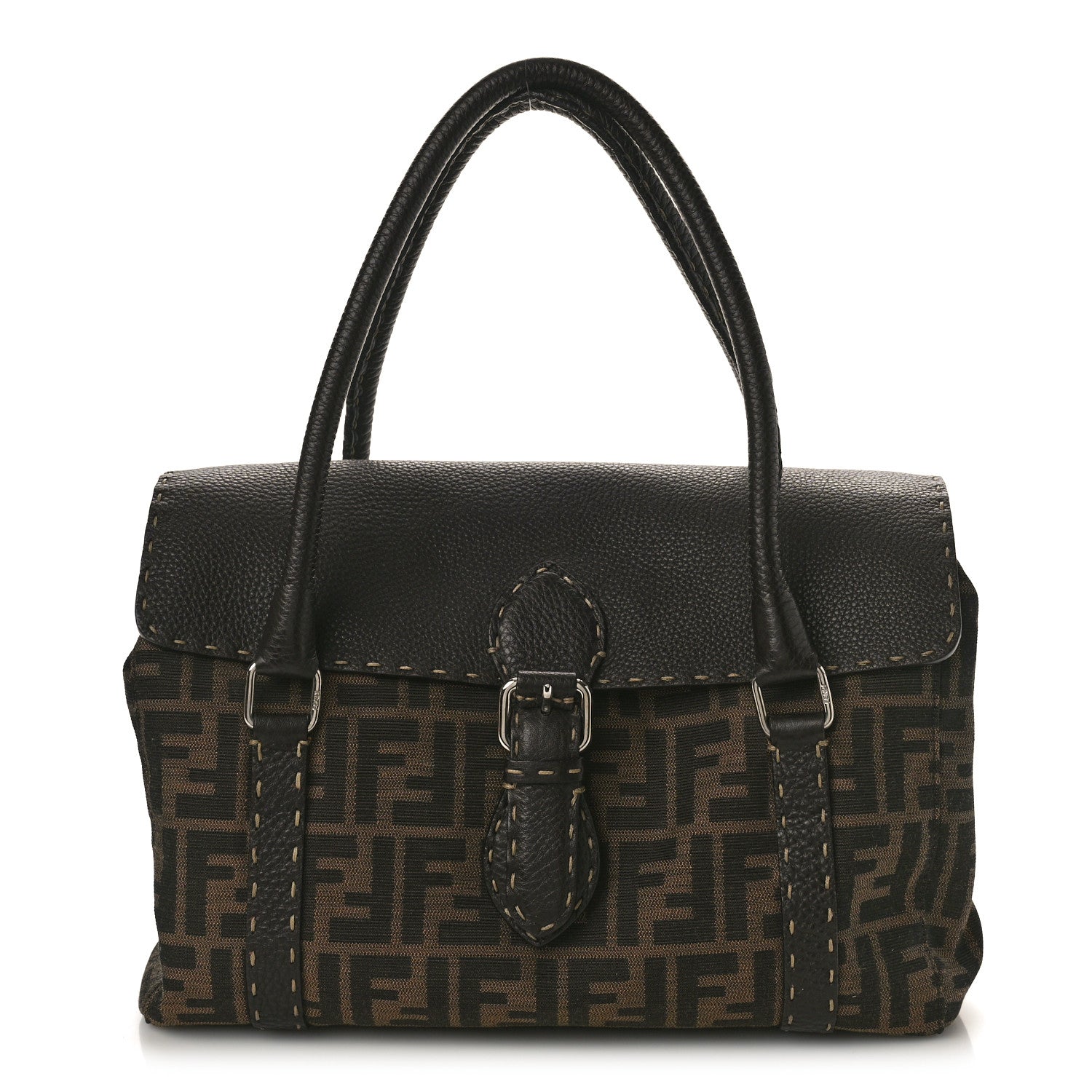 Fendi Zucca Selleria Medium Linda Satchel Tobacco 1 of 8