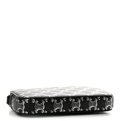 Celine Triomphe Canvas Horizontal Pouch Silver Black 4 of 14