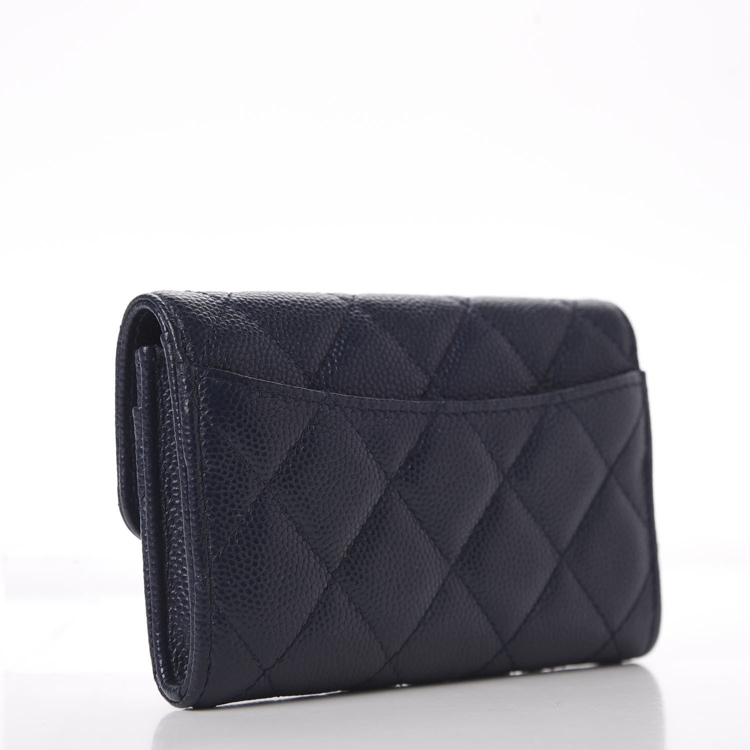 Chanel Caviar Quilted Flap Card Holder Wallet Navy Blue 3 of 9