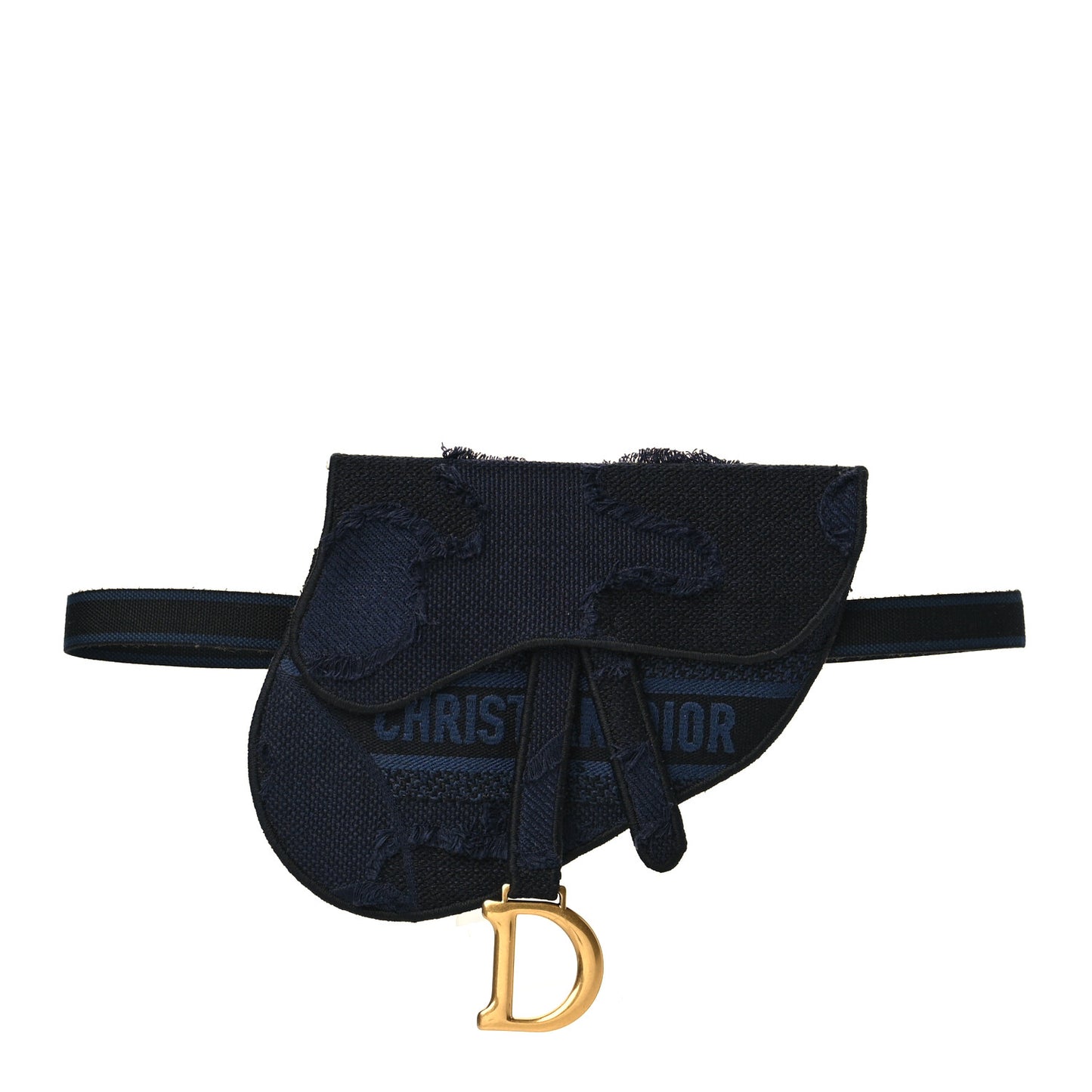 Canvas Embroidered Camouflage Saddle Belt Bag Blue