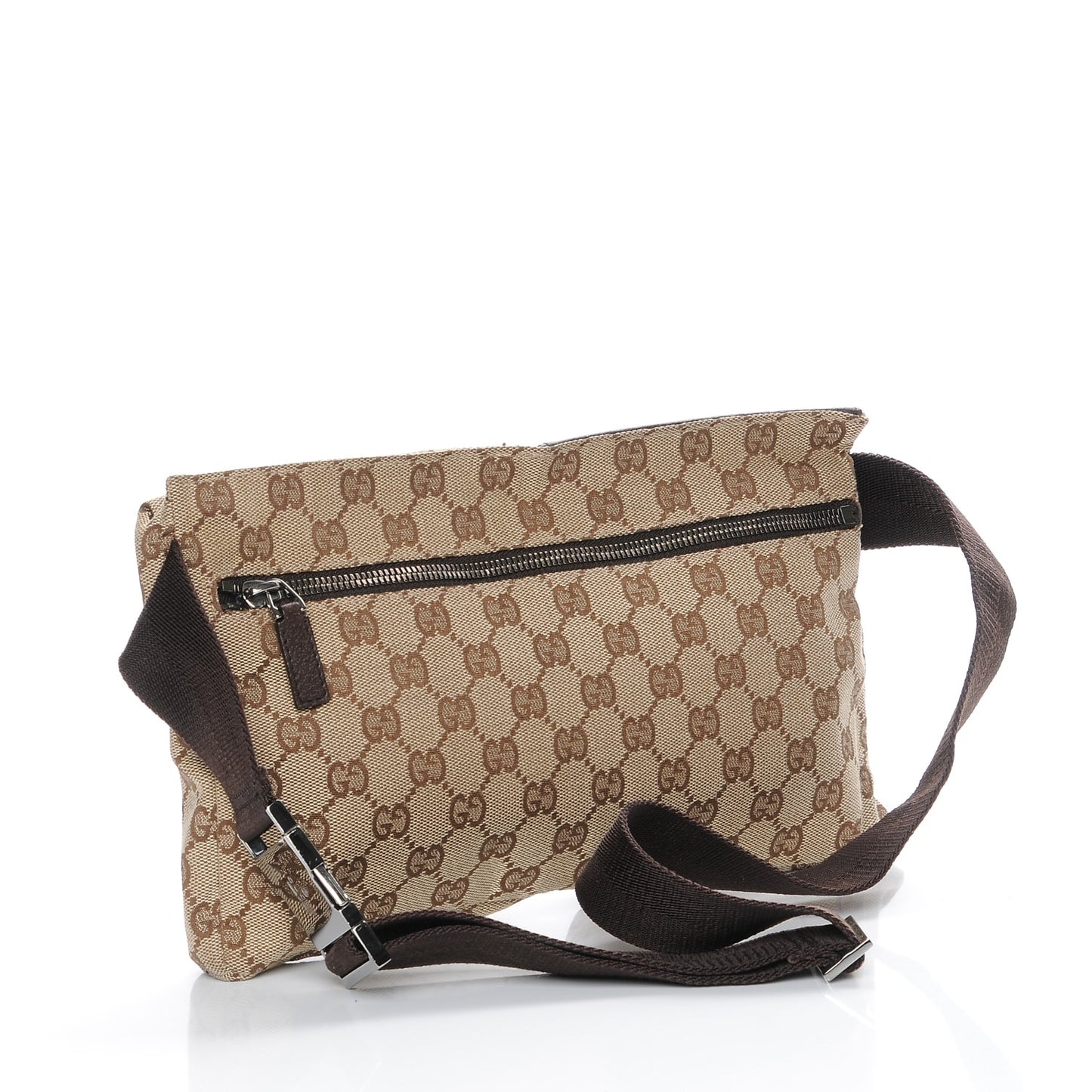 GG Monogram Double Pocket Belt Bag Dark Brown