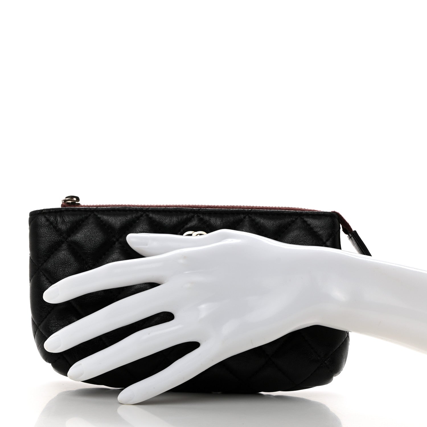 Chanel Lambskin Quilted Cosmetic Pouch Black 2 of 7