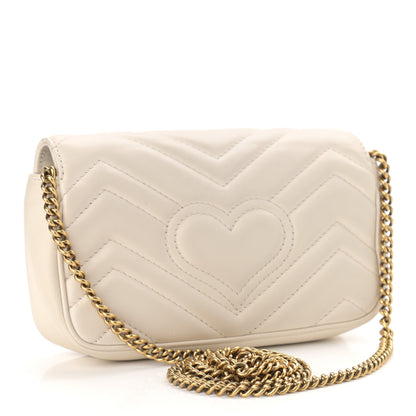 Gucci Calfskin Matelasse Super Mini GG Marmont Shoulder Bag White 3 of 13