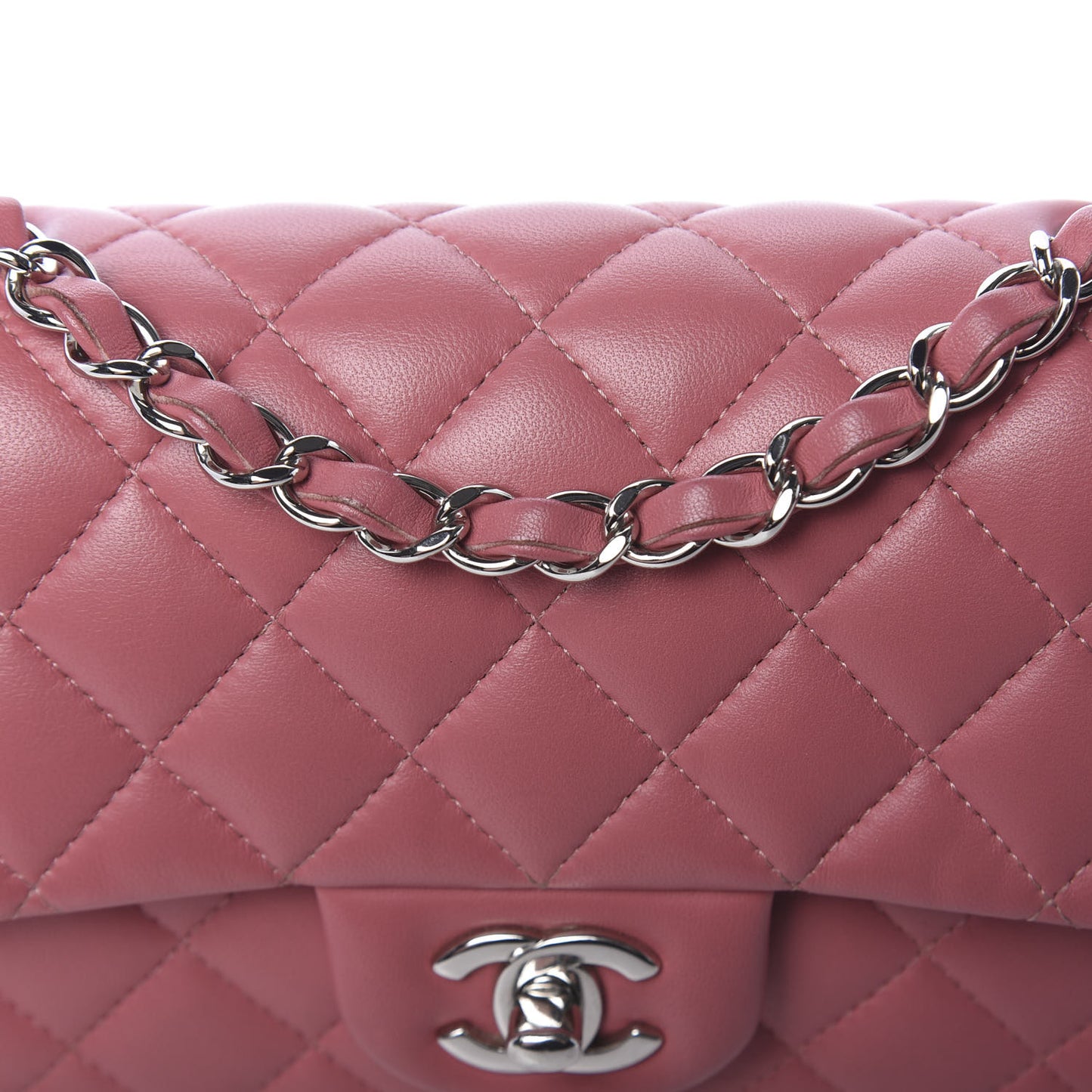 Lambskin Quilted Mini Rectangular Flap Pink