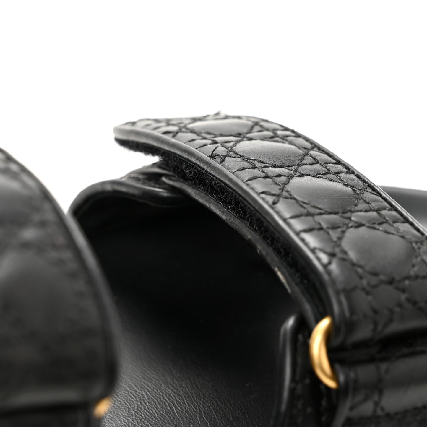 Calfskin Cannage Dioract 10mm Sandals 38.5 Black