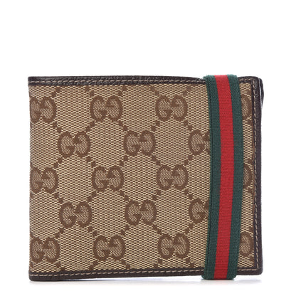 Gucci Monogram Web Band Bi-Fold Wallet Brown 1 of 9