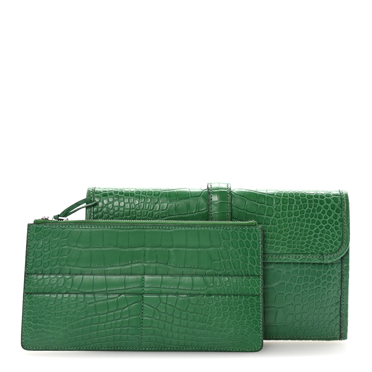 Hermes Matte Alligator Jige Duo Clutch Cactus 3 of 8