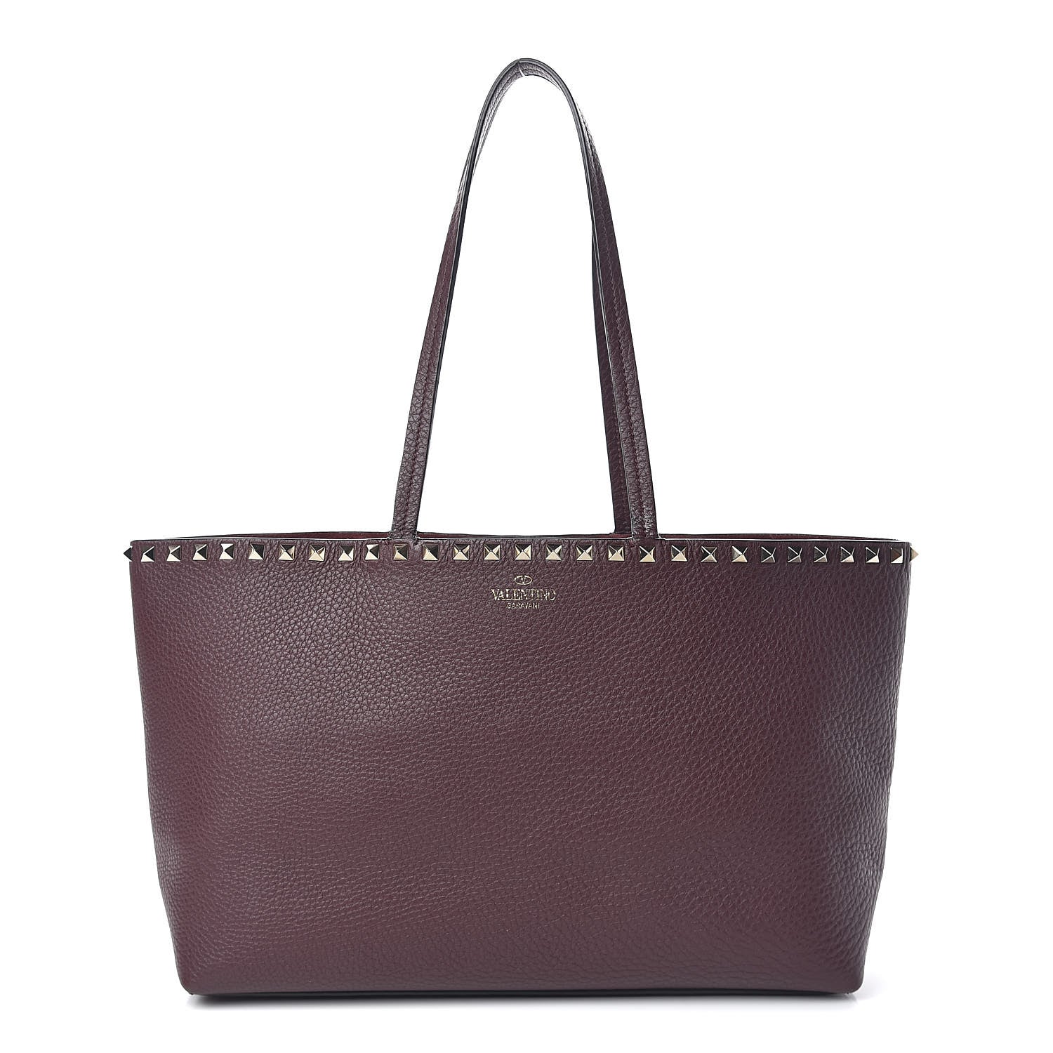Valentino Garavani Grained Calfskin Small Rockstud Shoulder Tote Rubin 1 of 12
