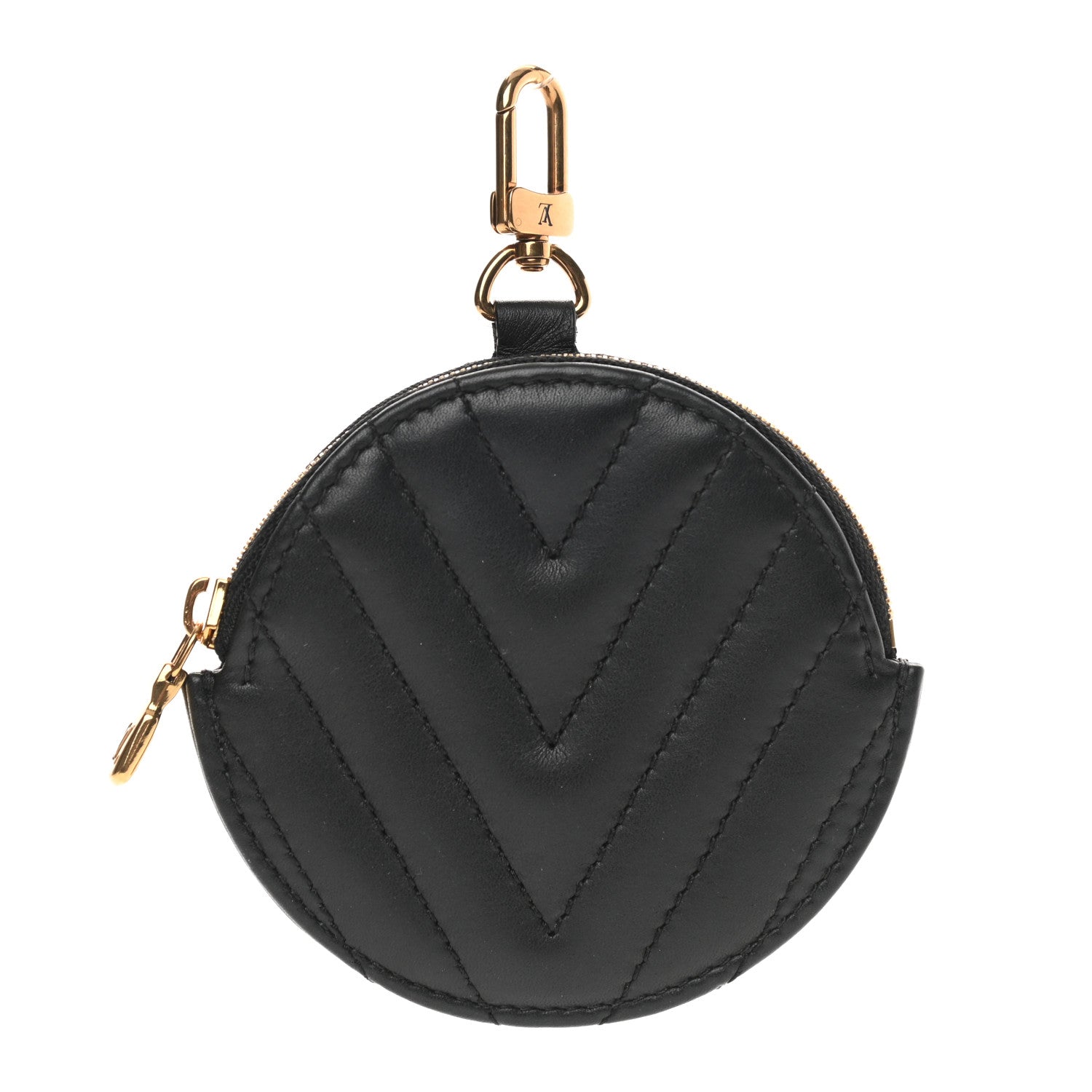Louis Vuitton Calfskin New Wave Multi Pochette Round Coin Purse Black 1 of 7