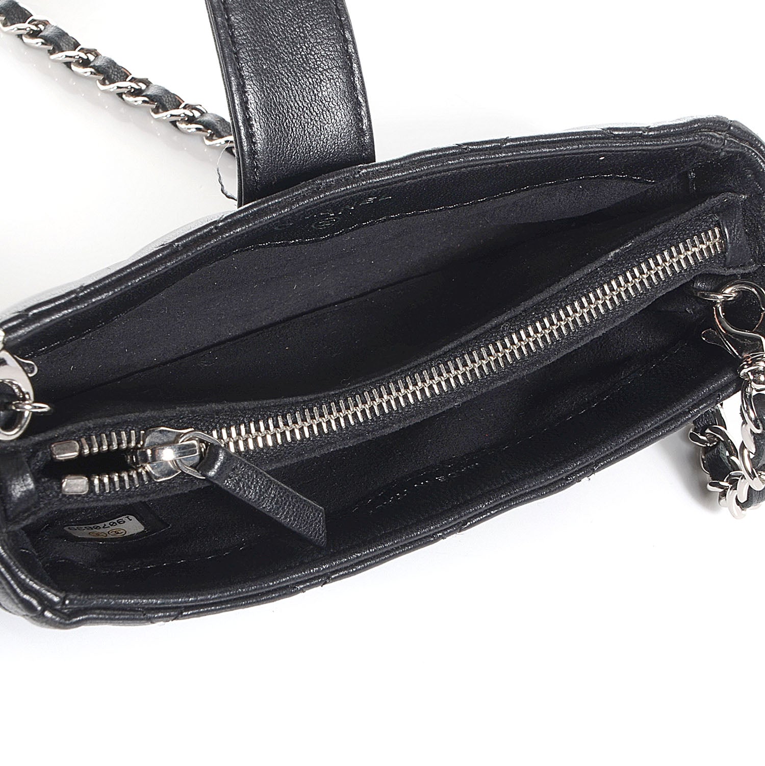 Chanel Lambskin Quilted Crystal Valentine Charms Mini Phone Holder Crossbody Bag Black 5 of 7