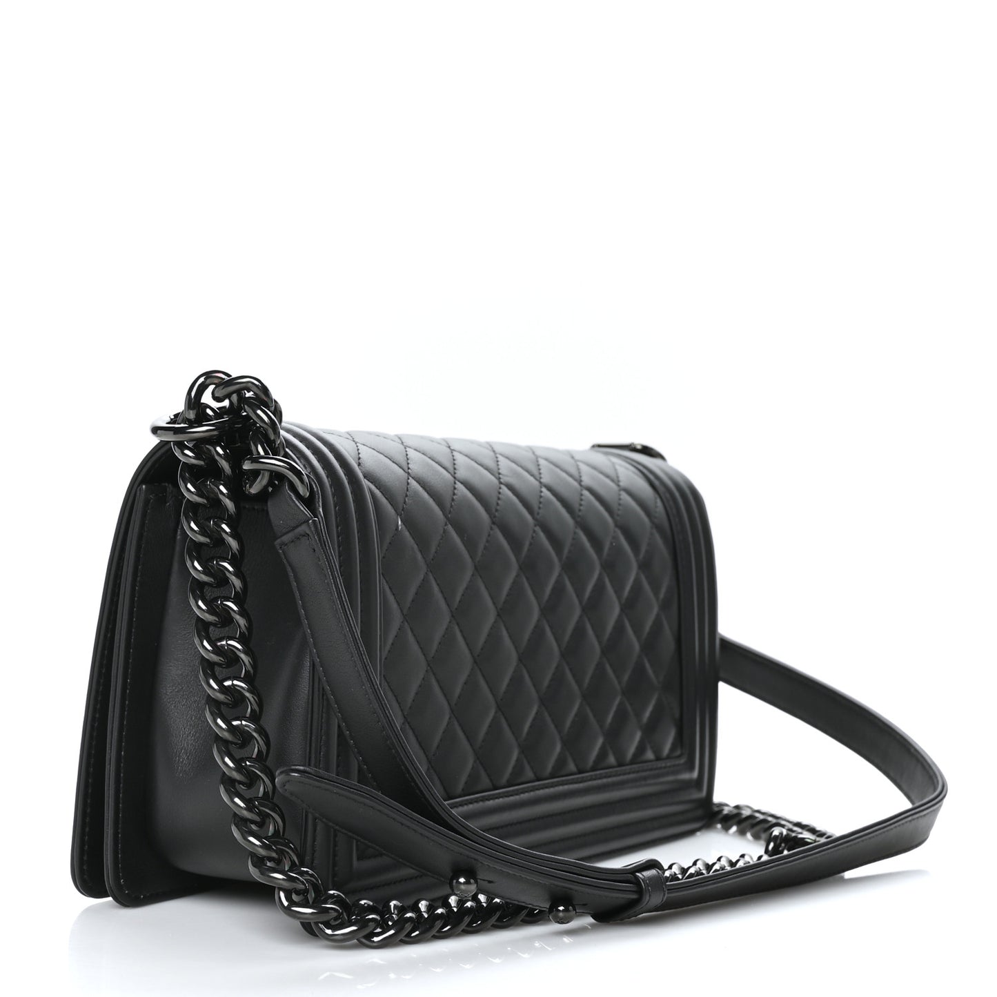 Calfskin Quilted Medium Boy Flap So Black