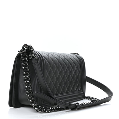 Chanel Calfskin Quilted Medium Boy Flap So Black 3 of 11
