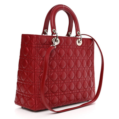 Christian Dior Lambskin Cannage Large Lady Dior Red 3 of 18