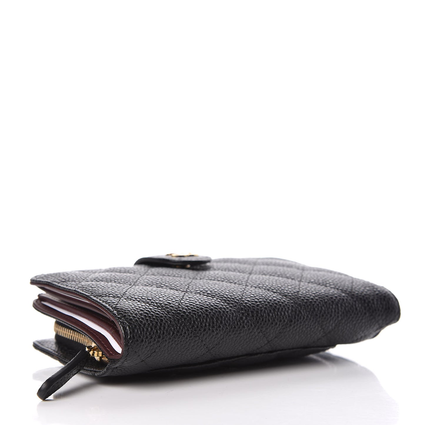 Caviar Quilted Zipped Pocket Wallet Black