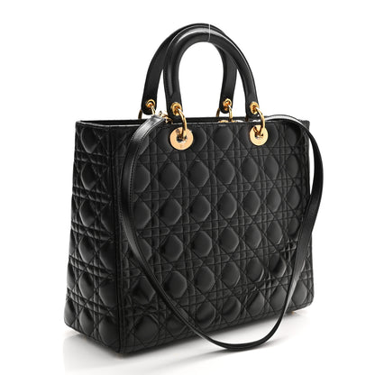 Christian Dior Lambskin Cannage Large Lady Dior Black 3 of 10