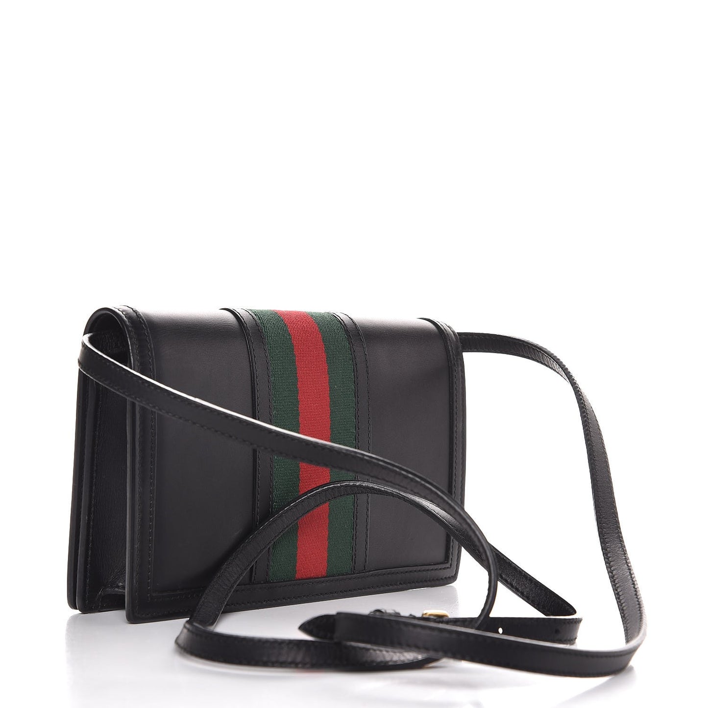 Calfskin Web Wallet with Strap Black