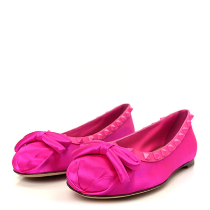 Valentino Garavani Satin Nappa Rockstud Ballerina Flats 37 Fuchsia 4 of 9