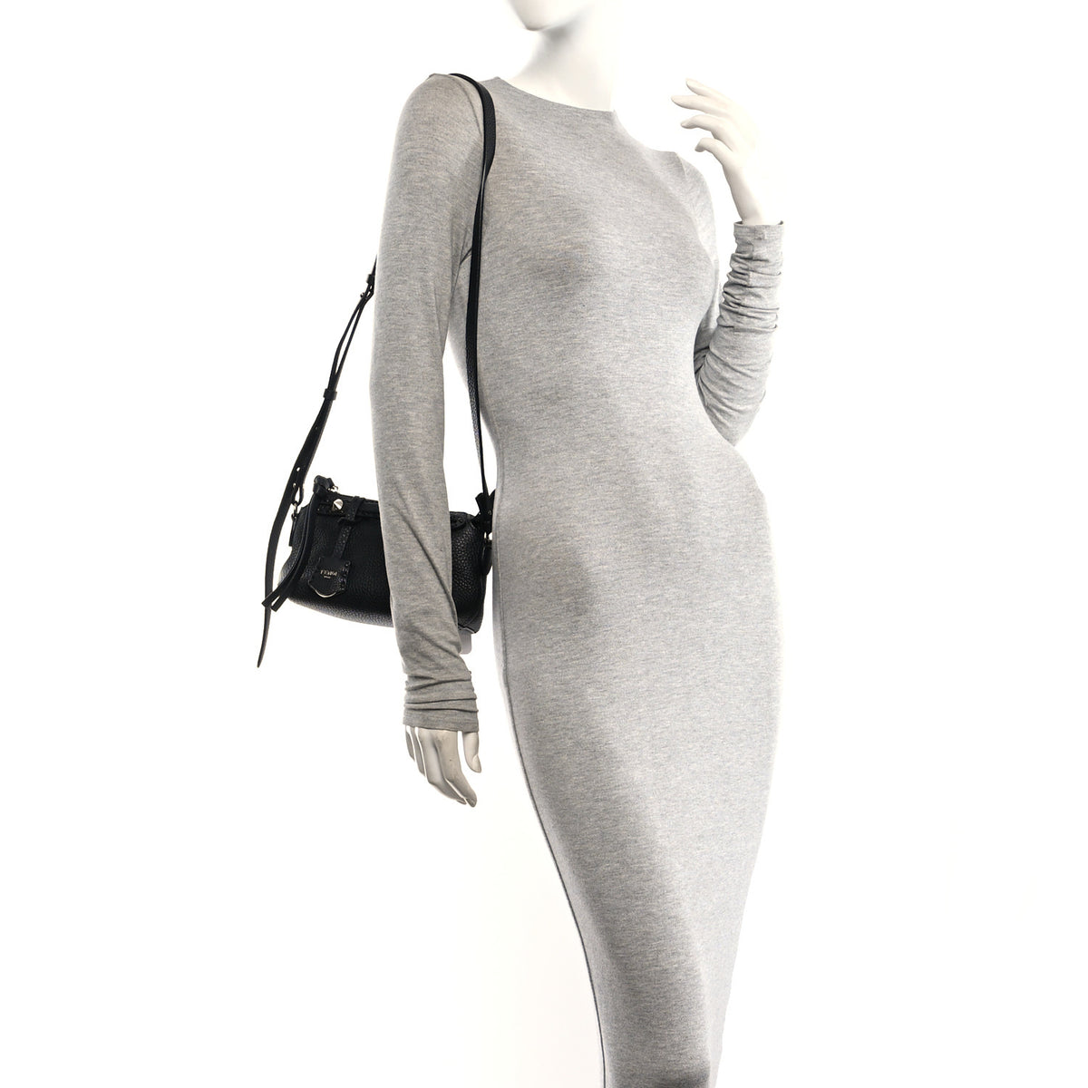 Fendi Cuoio Romano Selleria Sintetica Tape Stitch Mini By The Way Boston Bag Black 2 of 10