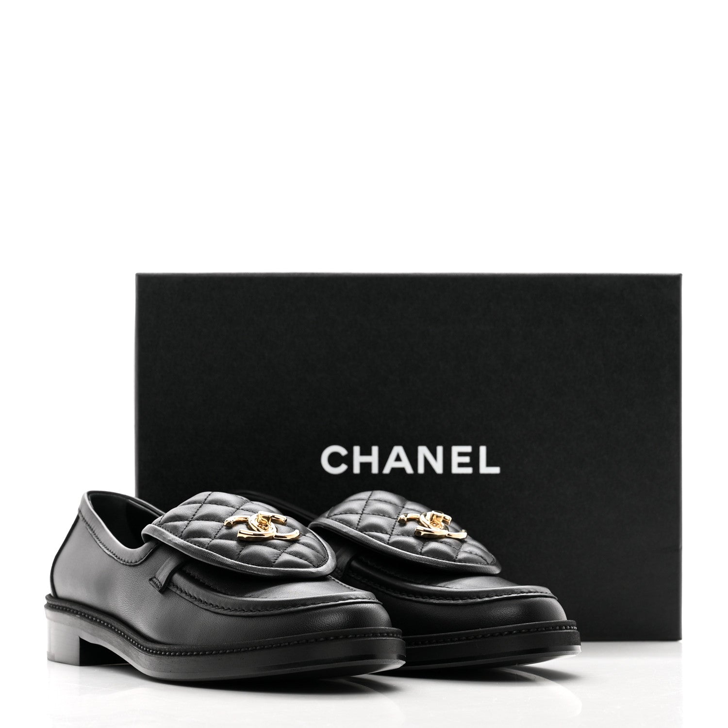 Chanel Lambskin Quilted CC Turnlock Loafers 39.5 Black 9 of 9