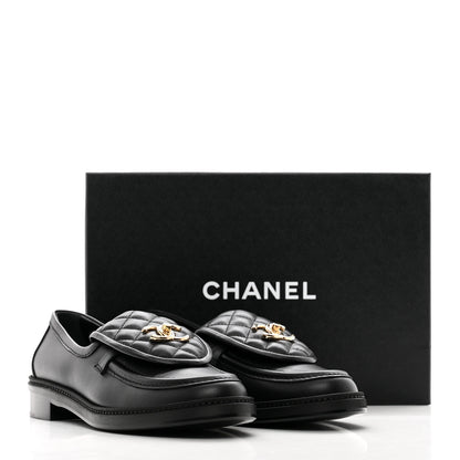 Chanel Lambskin Quilted CC Turnlock Loafers 39.5 Black 9 of 9
