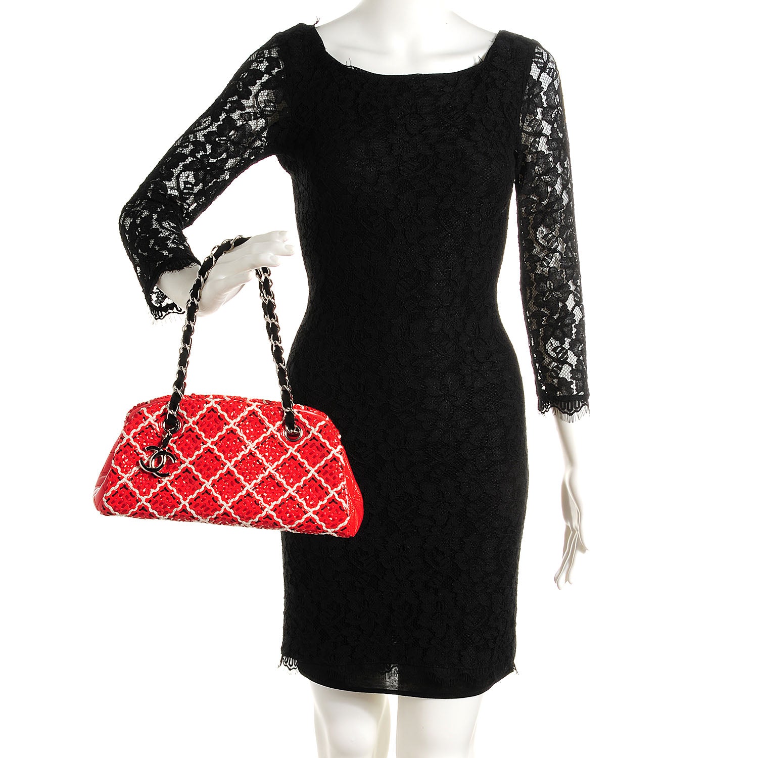 Chanel Patent Hand Embroidered Small Just Mademoiselle Red 2 of 8
