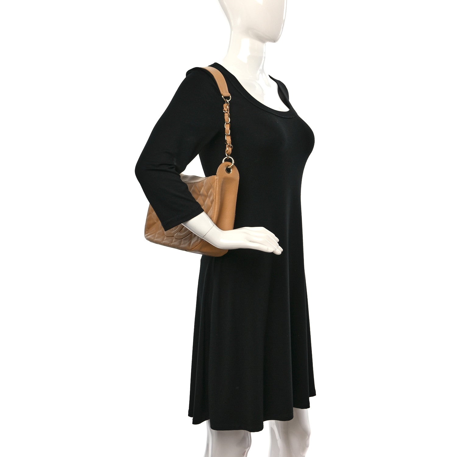 Chanel Caviar Quilted Timeless CC Shoulder Bag Beige 2 of 9