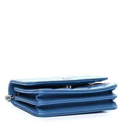 Chanel Caviar Quilted Mini Wallet On Chain WOC Blue 3 of 4