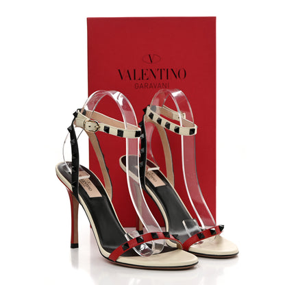 Valentino Garavani Nappa Rockstud Ankle Strap 100mm Sandals 38 Rosso Valentino White Black 8 of 8