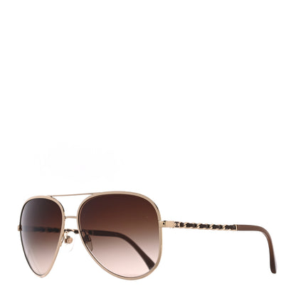 Chanel Lambskin Aviator Chain Sunglasses 4194-Q Gold 1 of 7