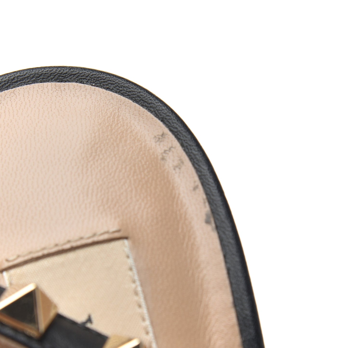 Pebbled Calfskin Rockstud Ankle Strap 100mm Pumps 38.5 Black
