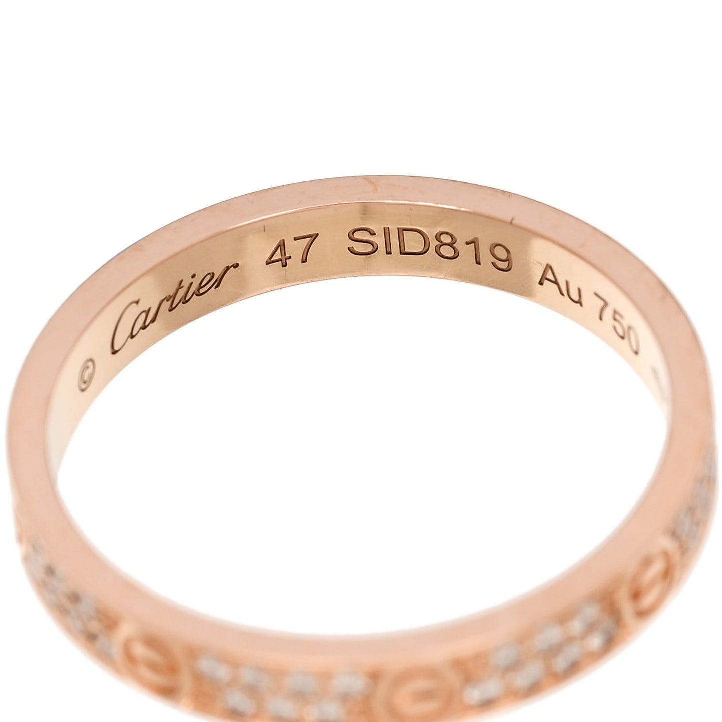 18K Pink Gold Diamond 2.6mm LOVE Paved Band Ring 47 4