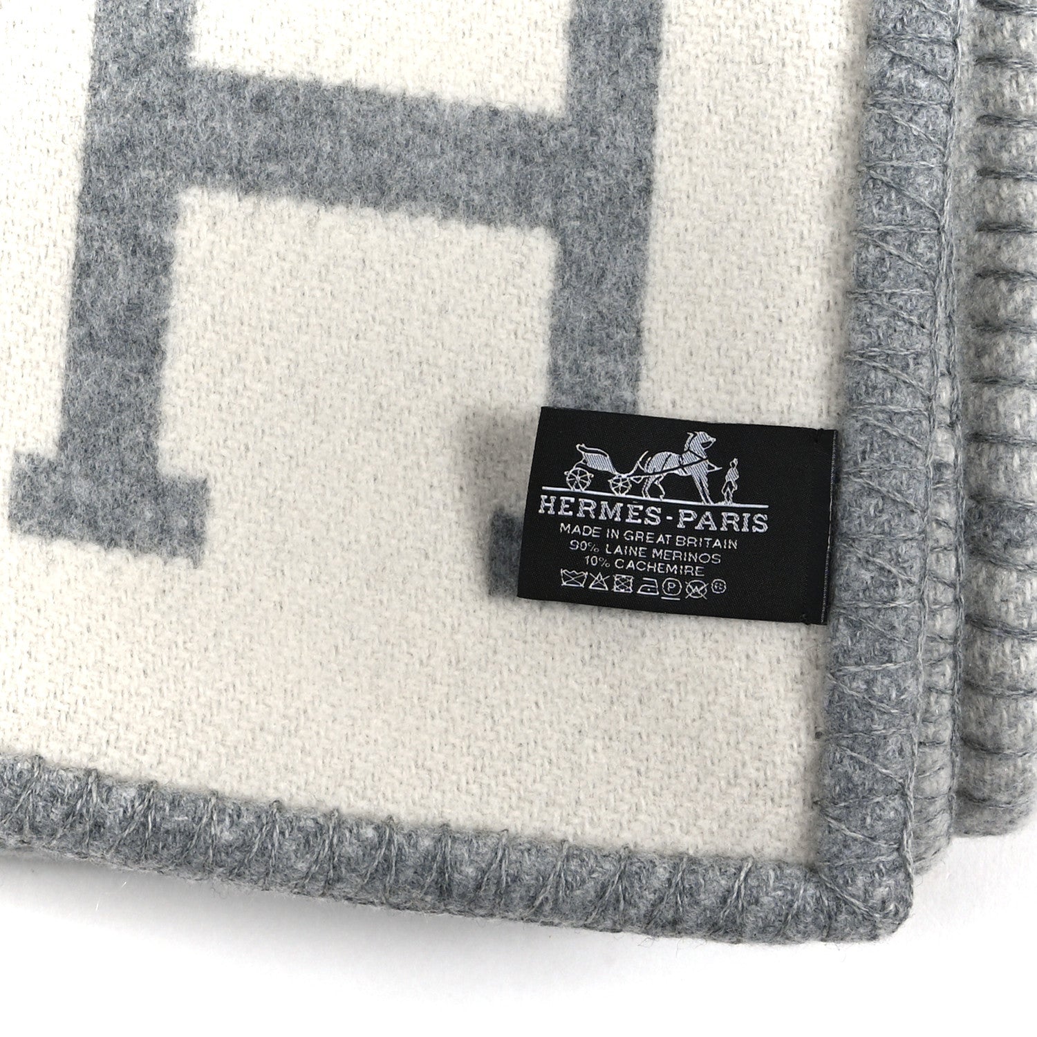 HERMES Avalon ブランケット ウール カシミヤ Hermes Wool Cashmere Avalon III Blanket Ecru Gris Clair 1904575