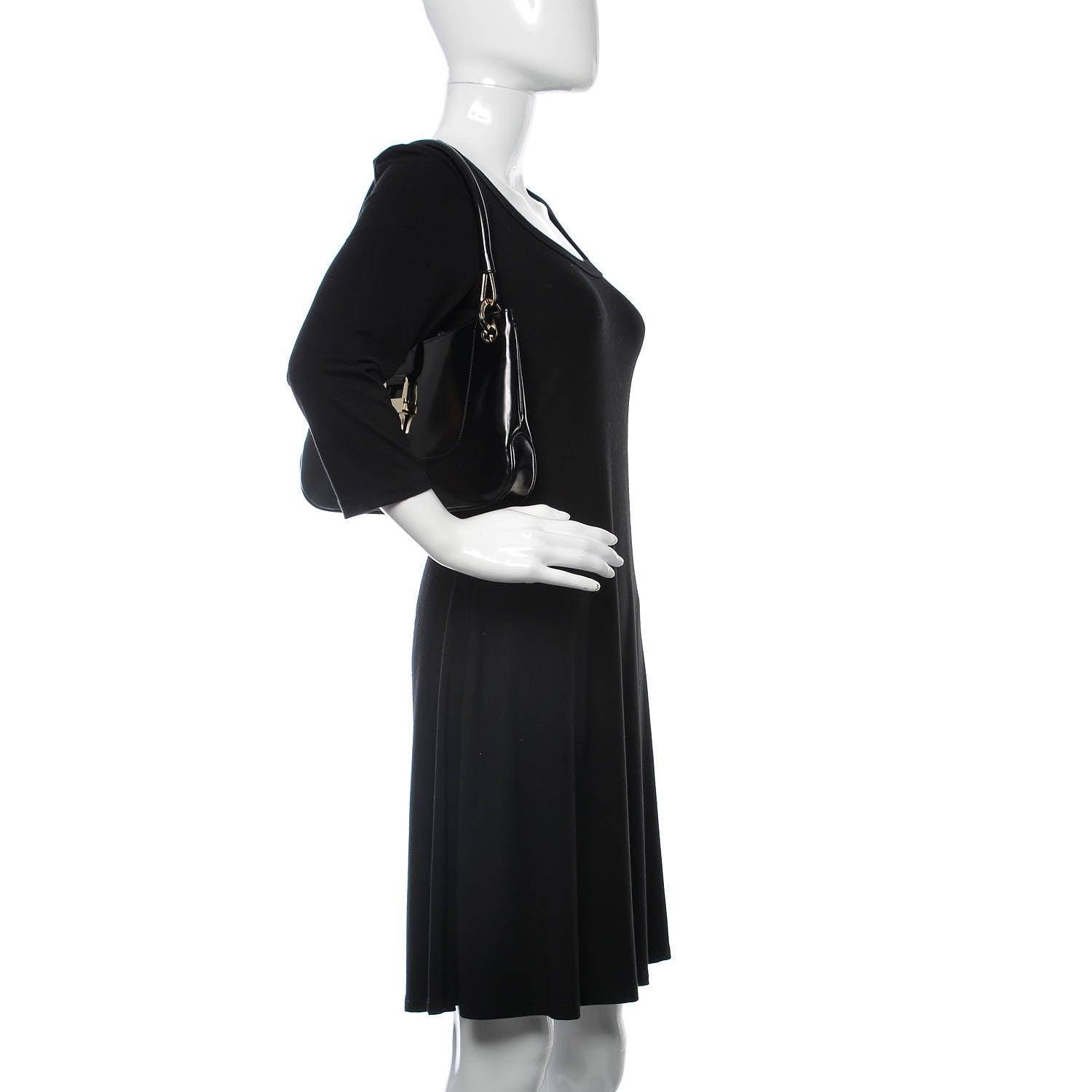 Gucci Polished Calfskin Small Hobo Black 2 of 12