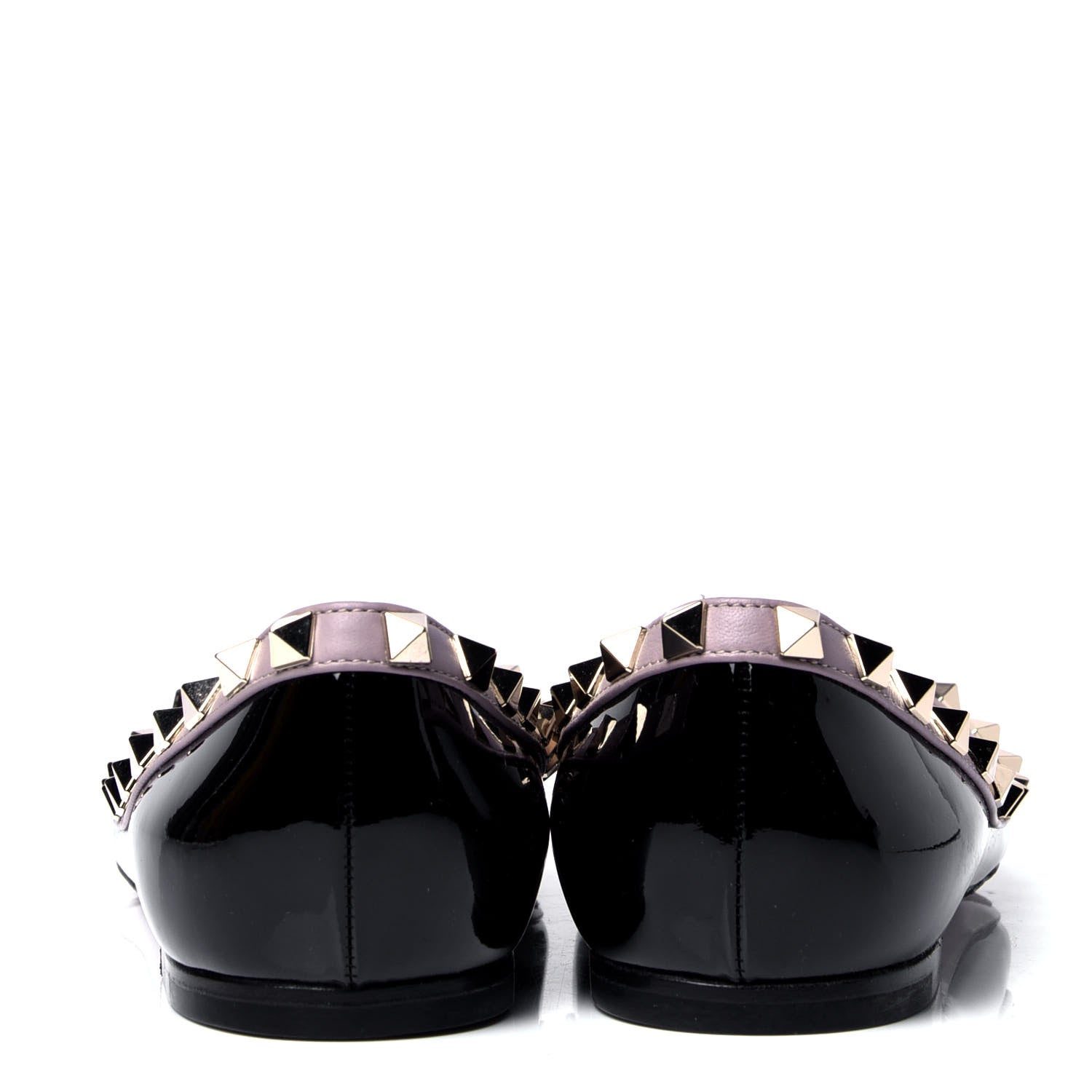 Valentino Garavani Patent Nappa Rockstud Ballerina Flats 36.5 Black Poudre 4 of 6