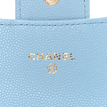 Chanel Caviar Quilted Flap Card Holder Wallet Light Blue 6 of 9