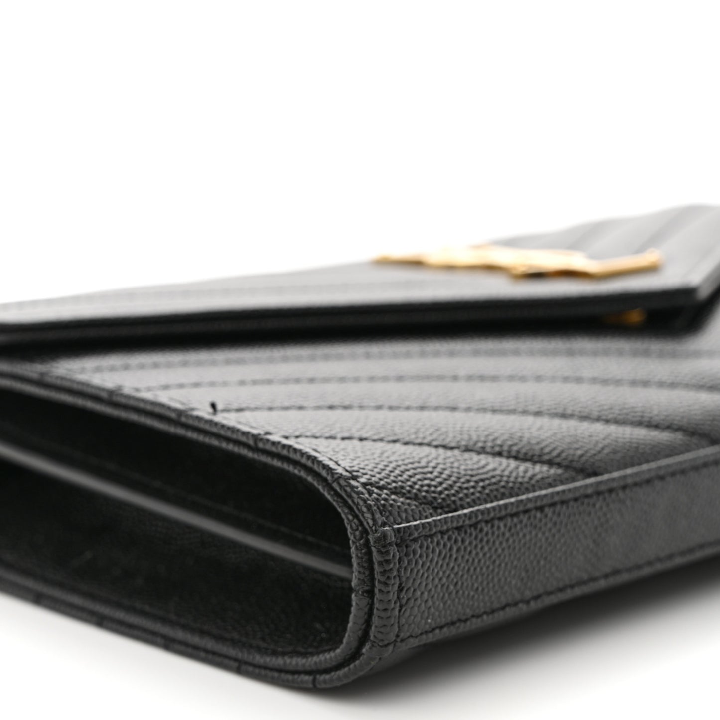 Grain De Poudre Matelasse Chevron Monogram Chain Wallet Black
