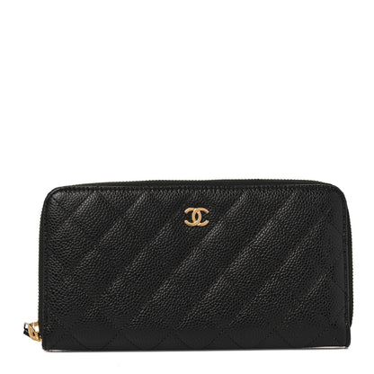 Chanel Caviar Quilted Large Gusset Zip Around Wallet Black 1 of 9