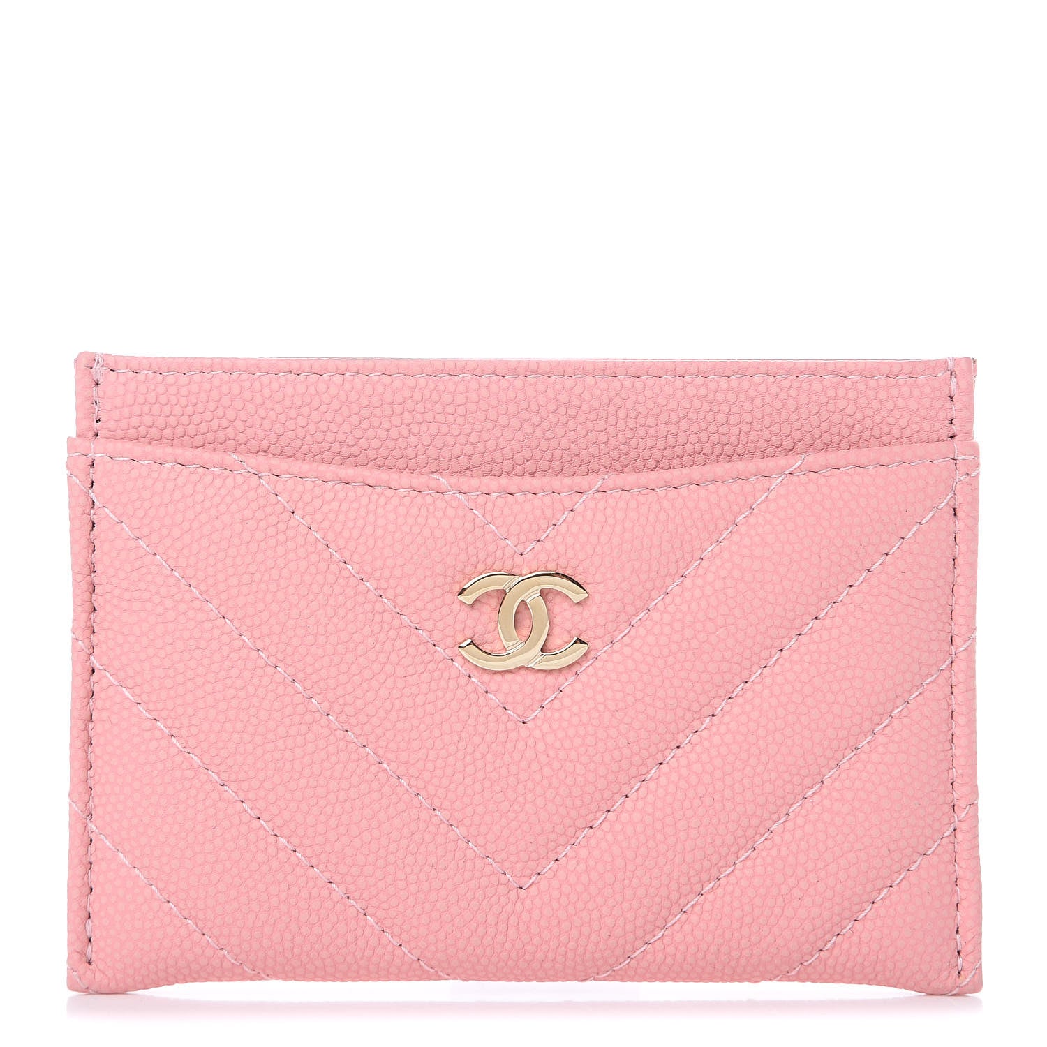 Chanel Caviar Chevron Quilted Card Holder Pink 1 of 9