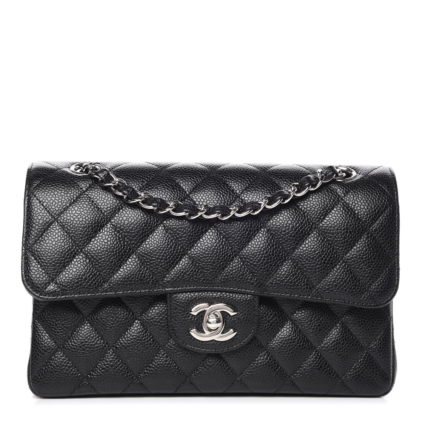 Caviar Quilted Small Double Flap Black