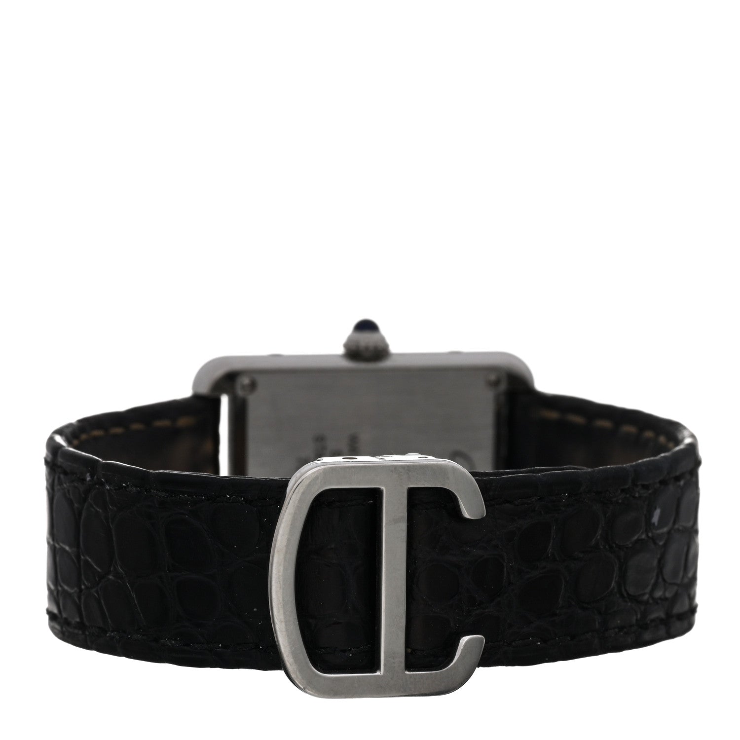 Cartier Stainless Steel Alligator 24mm Tank Solo Piano Quartz Watch 3 of 5