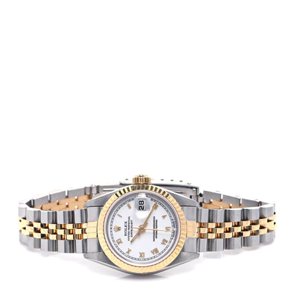 Rolex Stainless Steel 18K Yellow Gold 26mm Oyster Perpetual Datejust Watch White Roman 69173 2 of 4