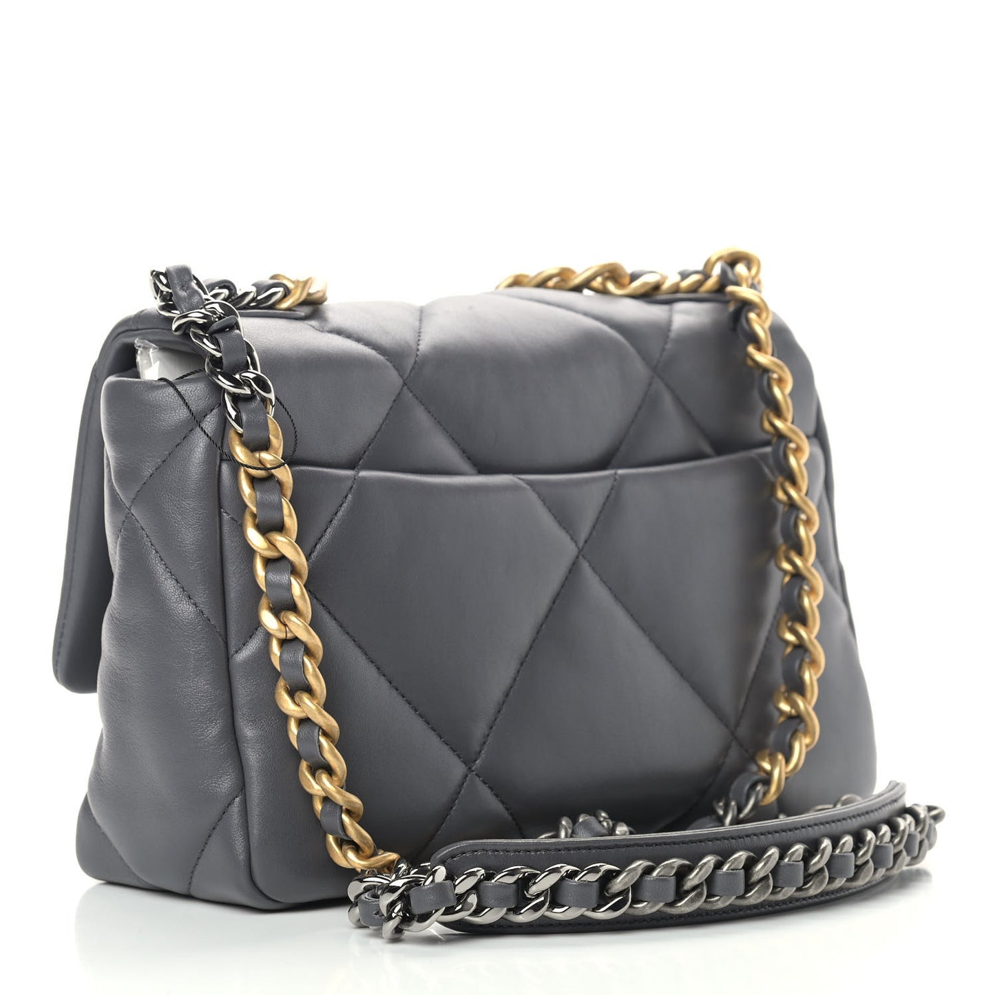 Lambskin Quilted Medium Chanel 19 Flap Dark Grey