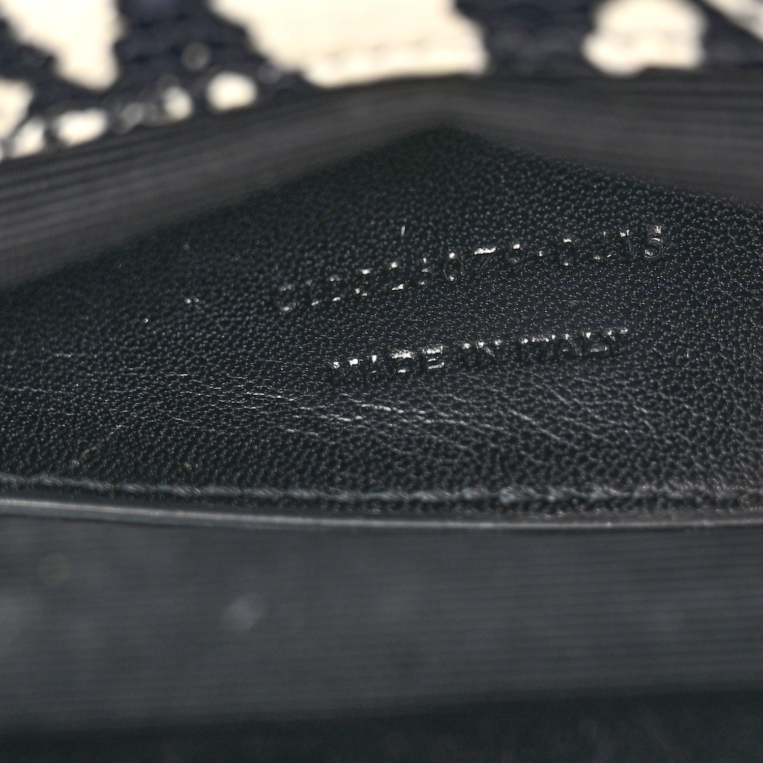 Saint Laurent Calfskin Snakeskin Embossed Classic Monogram Cassandre Clutch Beige Black 7 of 13